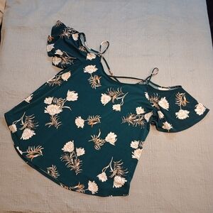 Teal Off-Shoulder Strappy Top